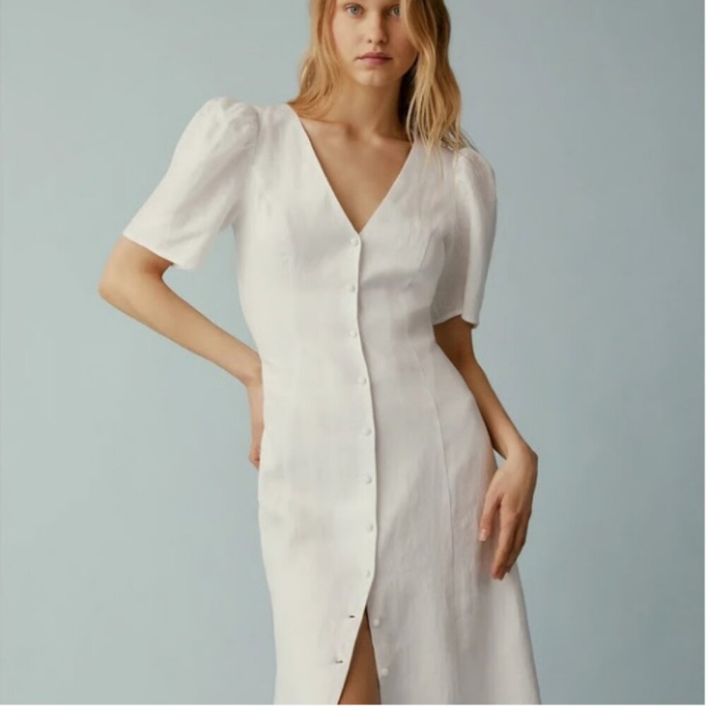 Reformation Newbury White Linen Dress